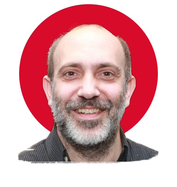 A man in a alice blue shirt with a thinking expression